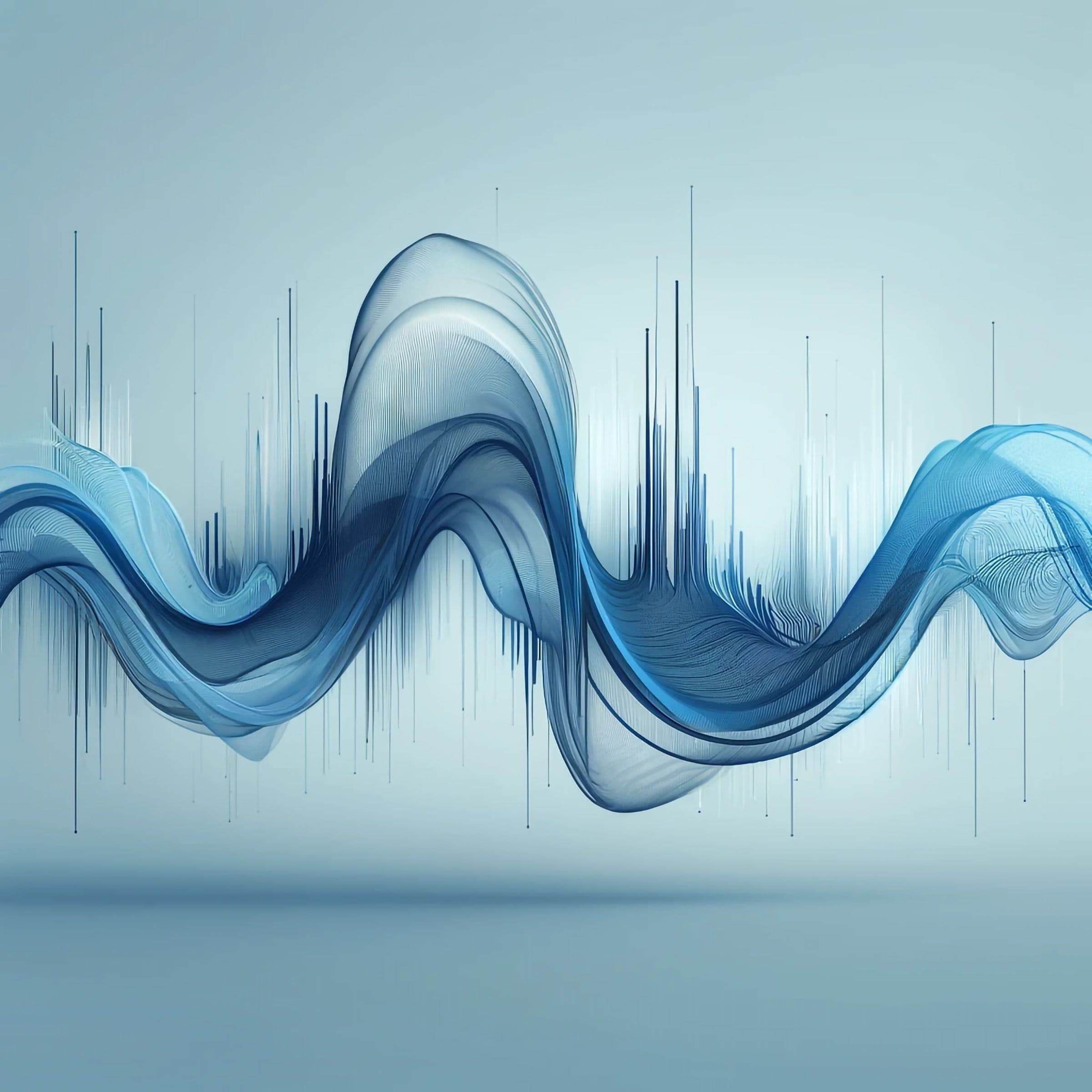 Created by DALL·E, corresponding prompt: Here is the high-resolution illustration of an audiowave with a flowing, ethereal design and thin, delicate lines in blue.