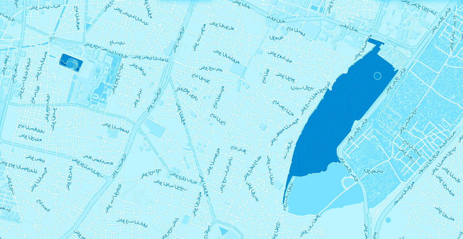 An image showing a highlighted geospatial information pattern in Cairo (blue tint).