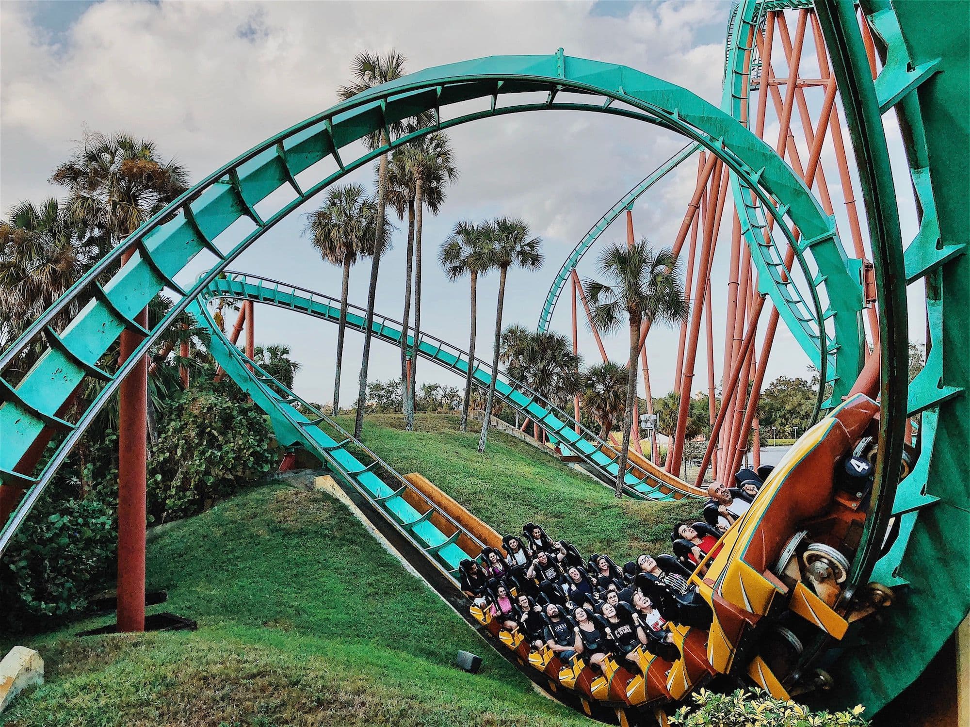 Picture shows a diverse group of people riding a colorful rollercoaster with lots of curves and loops (credit: Matt Bowden).